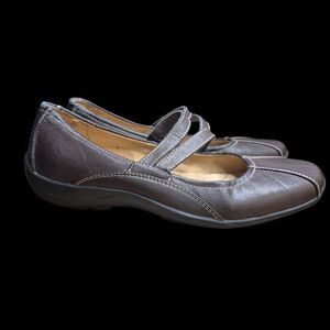 Rich Brown Leather Mary Jane Comfort Flats Size 8M by Natural Soul Naturalizer